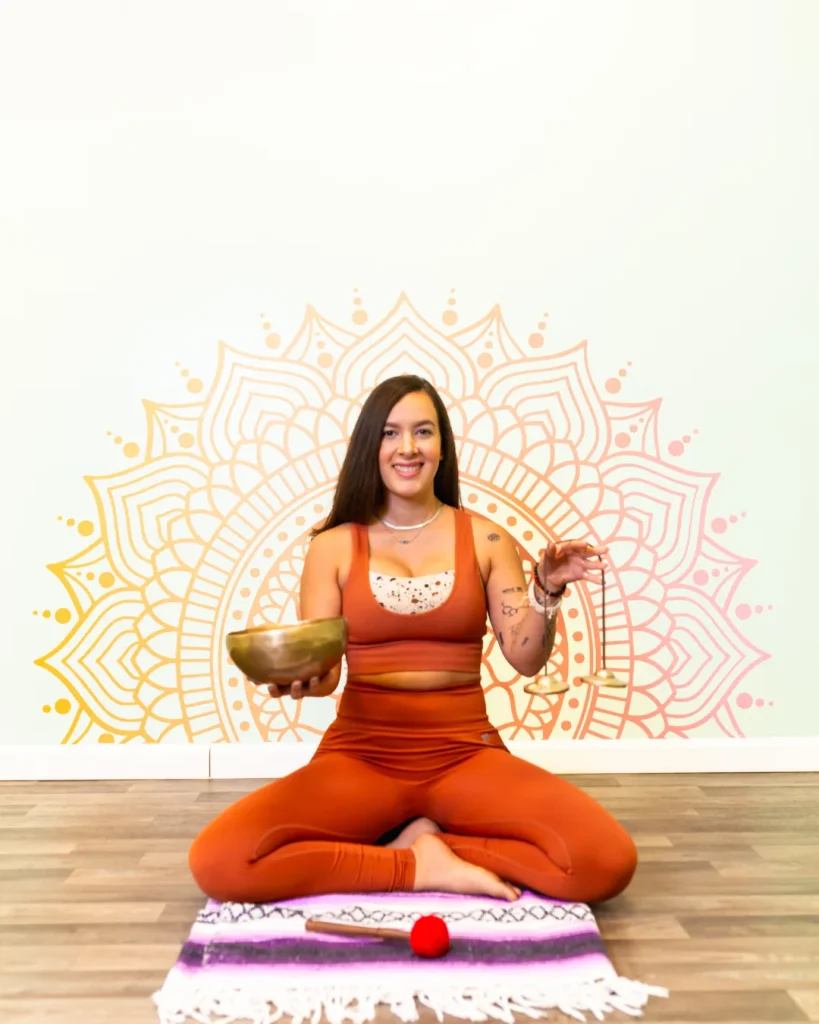 Yoga and meditation photo shoot with singing bowl